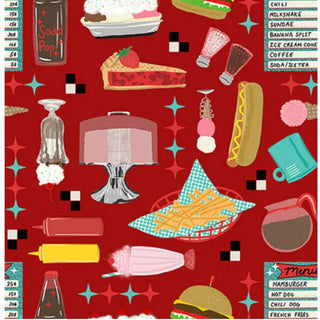 Blank Quilting Diners and Drive Ins Retro Style Quilting Fabric in Red
