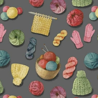 Windham Fabrics Knit & Purl Quilting Fabric in Grey