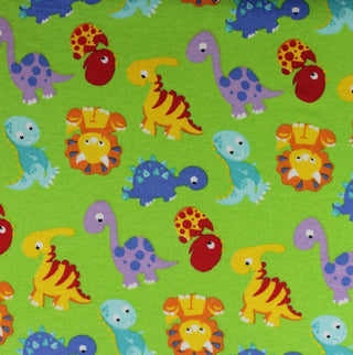 Baby Jurassic Flannel Fabric in Lime