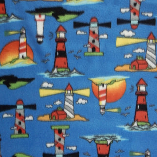 Lighthouse Polar Fleece Fabric in Blue