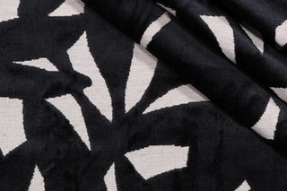 Robert Allen Kahlo Palm Cut Velvet Upholstery Fabric in Eclipse