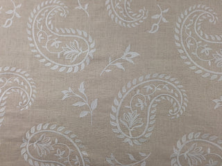 Grenoble Paisley Embroidered Fabric in Canvas