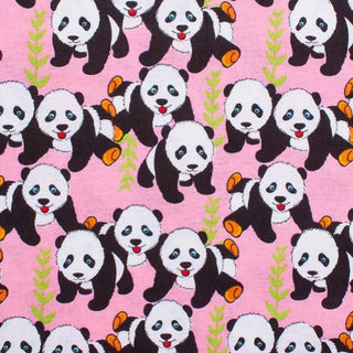 Panda Toss Flannel Fabric in Pink