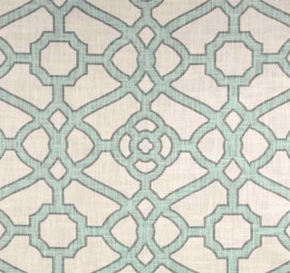 P Kaufmann Pavilion Fretwork Fabric in Tropical Blue