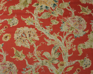 Ballard Designs Rayna Jacobean Floral Fabric in Coral 