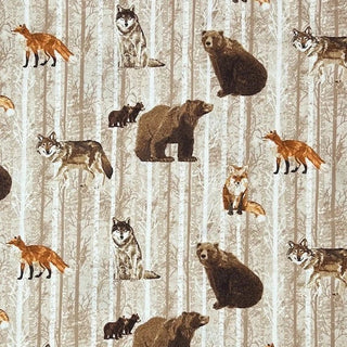 Andover Fabrics Reflections in the Woods Animal Quilting Print in Autumn