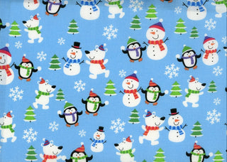 Christmas Friends Quilting Fabric in Blue