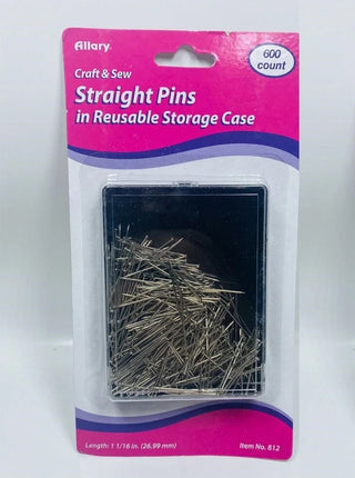 Allary Straight Pins in Reusable Storage Case - 600 Count