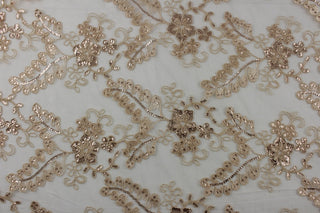 Rachel Delicate Embroidered Lace Fabric in Tan