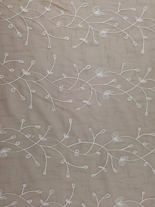 Hunter Douglas Design Studio Vineyard Embroidered Sheer Fabric in Khaki