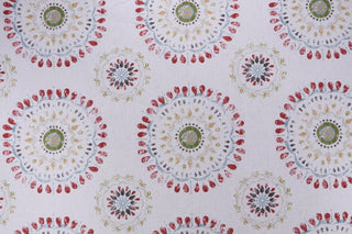 Robert Allen Whimsy Wheel Fabric in Coral