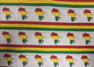 African Map Fabric in White 