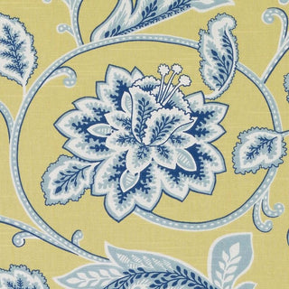 Duralee McGivern Fabric in Blue/Yellow