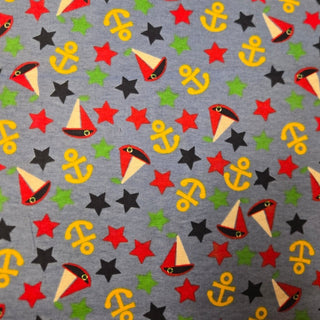 Yacht Club Flannel Fabric in Blue 