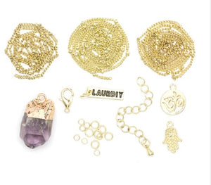 Mini Gold Layered DIY Necklace Kit Purple