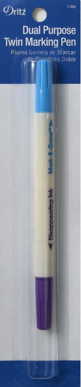 Dritz Dual Purpose Twin Fabric Marking Pen water Soluble Blue Air