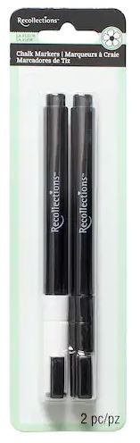 American Crafts Recollections Chalk Markers 2/Pkg Black & White