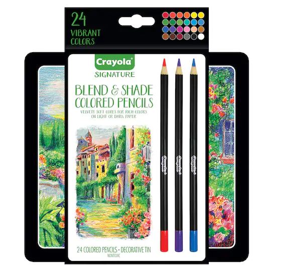 Crayola Signature Blend & Shade Colored Pencil Set with Decorative Tin - 24 Count