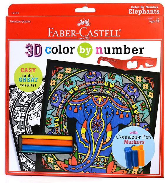 Color by Number with Markers Kits 3D elephants
