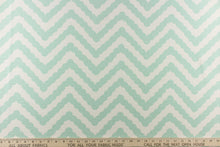 Load image into Gallery viewer, This fun design feature a wavy edge chevron pattern in mint green on a white background
