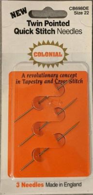Twin Pointed Quick Stitch Needles | Cross Stitch sz 20