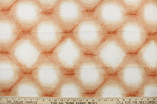 Stebbins features a distressed geometric design in apricot and white, with a soil and stain repellant finish.  Perfect for window treatments, decorative pillows, handbags, light duty upholstery applications and almost any craft project.  This fabric has a soft workable feel yet is stable and durable.  We offer this fabric in other colors.