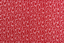 Load image into Gallery viewer, This fabric features a tiny floral vine design in white set against a red background. 
