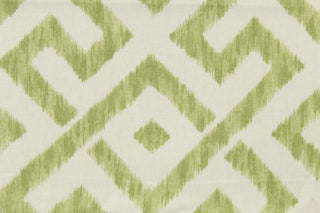 Harkin is a multi use printed fabric that features a geometrical design in green and white.  Perfect for window treatments, decorative pillows, handbags, light duty upholstery applications and almost any craft project.  This fabric has a soft workable feel yet is stable and durable with a rating of 15,000 double rubs.