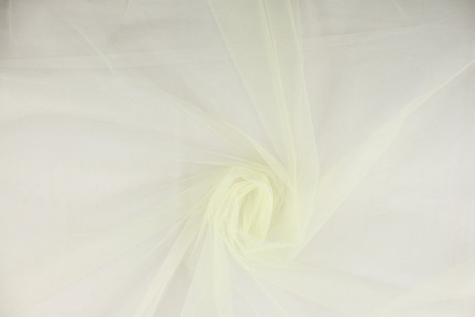  A sheer, semi firm, netting tulle in pale yellow . 