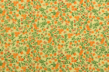 Load image into Gallery viewer,  A beautiful floral design in orange and green set against a yellow background .
