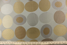 Load image into Gallery viewer, Geometric pattern of circles and ovals in gray, khaki and gold

