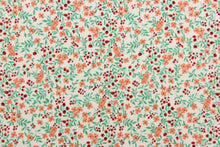 Load image into Gallery viewer, A beautiful floral design in red, pale orange and green set against a white background .

