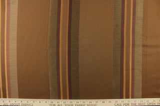 Striped pattern in dark red or wine and gold on a  brown background