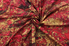 Load image into Gallery viewer,  A marble design in dark red, burgundy, gold and hints of black .
