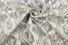 Load image into Gallery viewer, This jacquard features a diamond design in varying shades of gray and taupe . 
