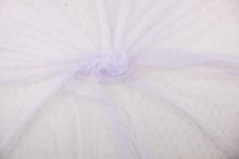 Load image into Gallery viewer, This lace features a woven floral design in a pale purple with iridescent sparkle
