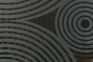 Geometric multi-layer, circular pattern in tone on tone colors in black, blue gray and dark gold tones