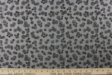 Load image into Gallery viewer, This elegant quilting print features vintage buttons in a black outline/shading in different sizes set against a gray background. 
