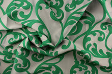 Load image into Gallery viewer,  This beautiful tapestry fabric features a scroll design on a solid background.  It can be used for bedding, drapery and accent pillows.  It would be a great accent in any room in your home.  Colors included are green and gray.
