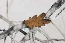 Load image into Gallery viewer, This camo features realistic branches and leaves in brown, gray and black against a white background. 
