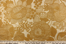 Load image into Gallery viewer, This splendid Tapestry fabric features a textured golden yellow flowered design set against an off white background.  It would be a beautiful accent in any room in your home and can be used for bedding, accent pillows and drapery.  
