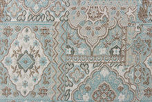 Load image into Gallery viewer, This intricate tapestry fabric features a paisley design.  It can be used for upholstery, bedding, drapery, accent pillows, etc. and would be beautiful in any room in your home.  Colors included are teal, taupe and white.
