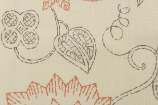 This linen, floral and striped pattern set against an off white background gives a light and airy feel.   It can be used for bedding, decorative pillows and drapery and would be a beautiful accent in your home.  The colors included are brown and coral.