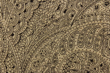Load image into Gallery viewer, This firm brown paisley fabric is set against a tan background with a light acrylic backing.  It has a soil and stain repellant finish and is durable with 48,000 double rubs and would be a compliment to any room in your home.
