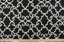 Load image into Gallery viewer, This enteric pattern features a lattice work pattern, blackout is black with white. 
