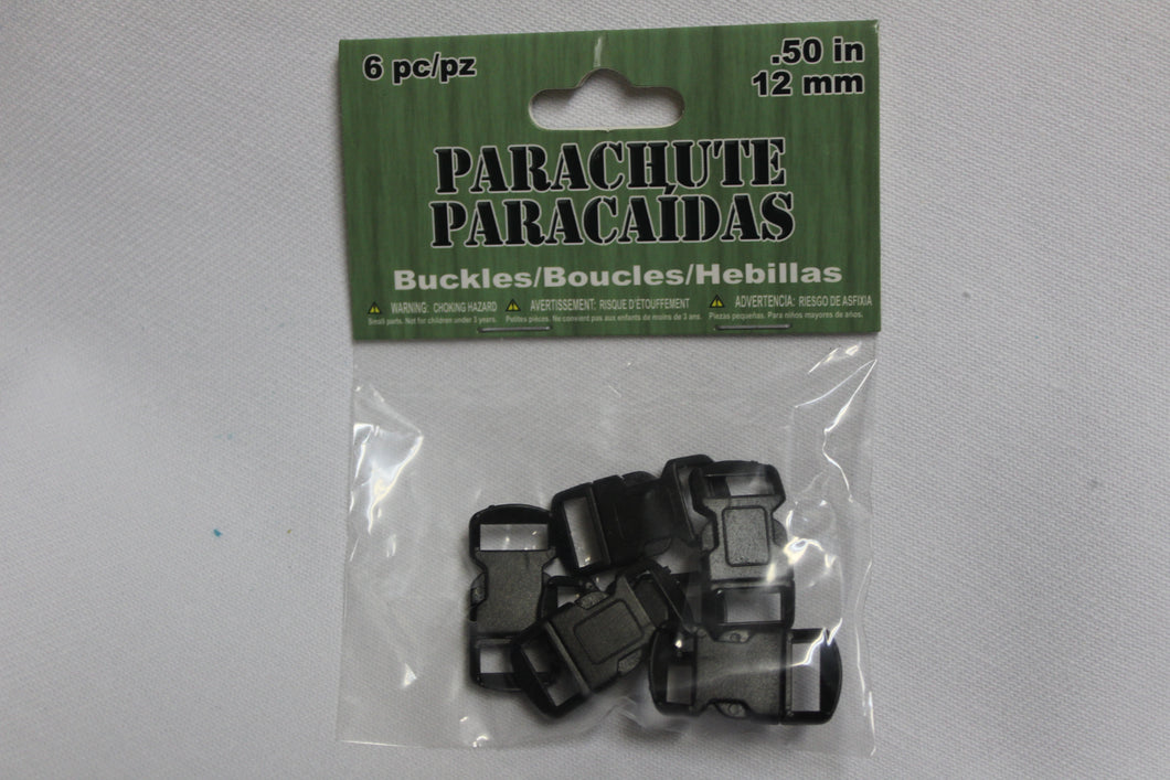 12mm (1/2 inch) Plastic Parachute Buckles 6 Black