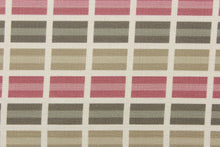 Load image into Gallery viewer, This fabric features a plaid design in beige, rose, taupe and cream
