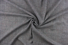 Load image into Gallery viewer, This duotone pattern wool blend fabric is great for transitioning into cooler weather.  It has a great hand and is hard-wearing.   The durability and wrinkle resistance make it perfect for suits, tailored garments, drapery and light duty upholstery fabrics. Colors included are black and white and red.
