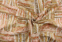 Load image into Gallery viewer, This fabric features an abstract design in washout reds, washout green tone, and white.
