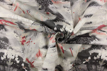 Load image into Gallery viewer,  This fabric features an abstract design in gray, pink, and white. 
